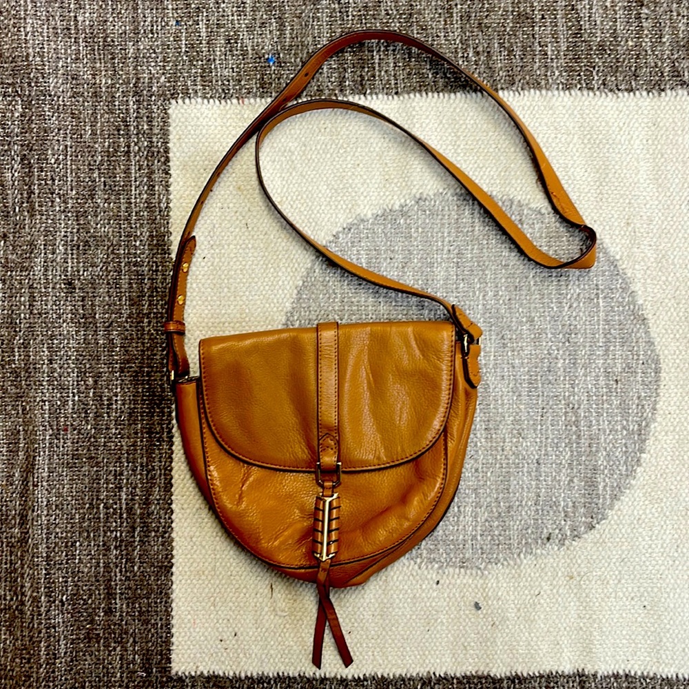 Brown luxurious leather Stella & dot Crossbody bag